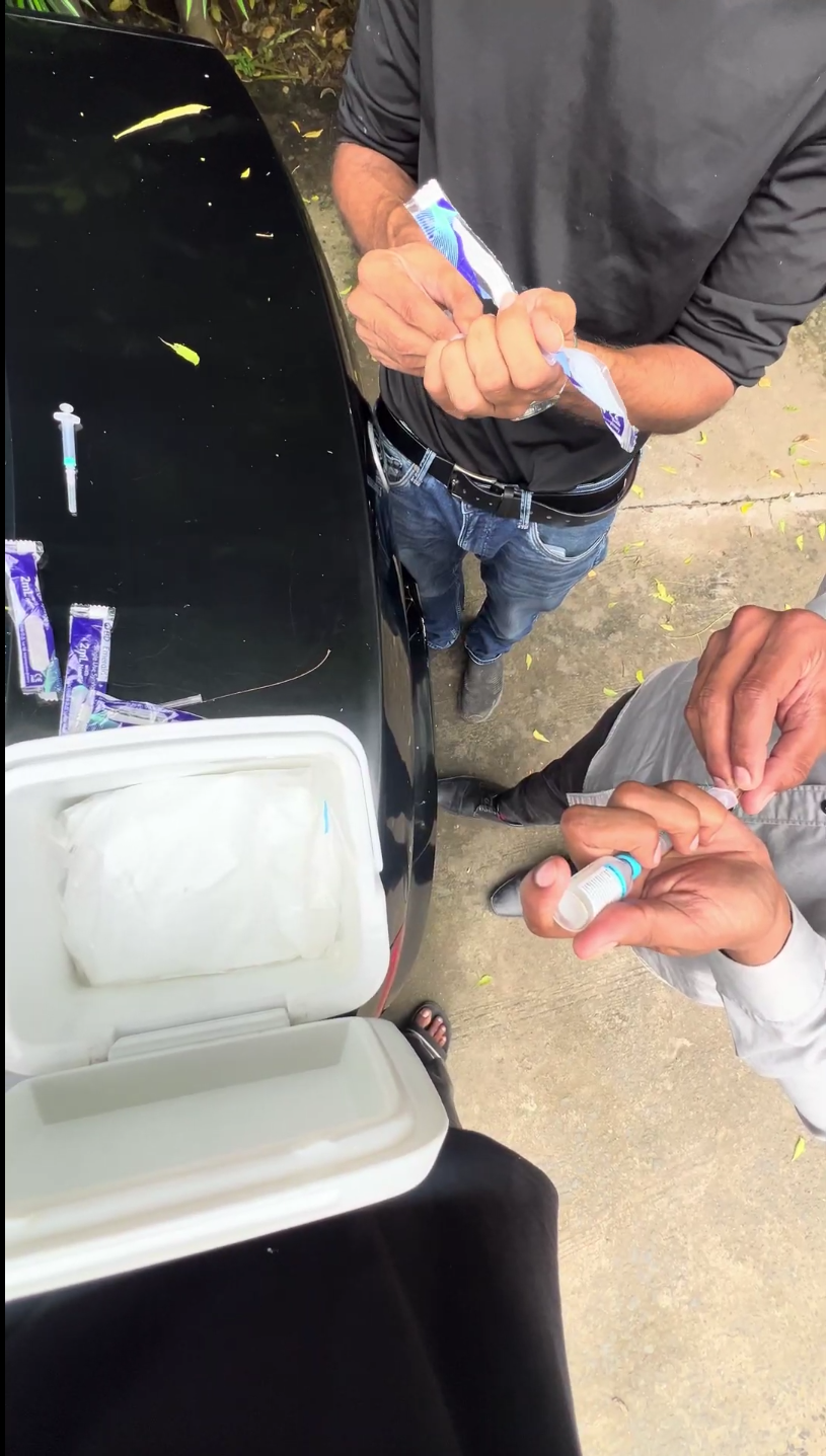 Volunteers preparing vaccine kits